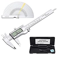 Proster Digital Vernier Caliper 6inch/150mm + 32 Feeler Gauges Dial Calipers Electronic Caliper Fractions/Inch/Metric Calipers Measuring Tool for Length Width Depth Inner/Outer Diameter