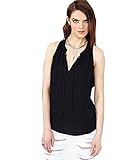 Km Lady Fashion Off-the-shoulder V-neck Loose Chiffon Blouse (XS, Black)