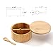 KITCHENDAO Bamboo Salt and Pepper Box - No Chemical Smell - Built-in Serving Spoon to Prevent Lost - Swivel Lid with Magnet to Keep Dry, Dust-Free - Fillet Design - 7 oz Capacity Each Compartment