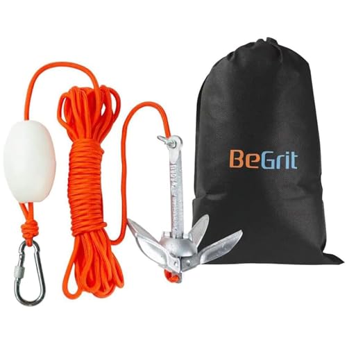 BeGrit 0,7Kg Anker Faltanker verzink Gusseisen Ankerset klappanker (Silber)