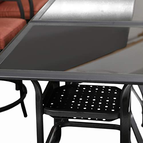 LOKATSE HOME Square 2Tier Side Tea Small Patio Table, Tempered Glass