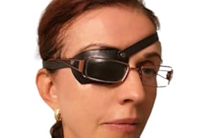 Handmade Slim Black Real Leather Eye Patch for adults. Suitable for Permanent Use. Medical Eyepatch. Made in Canada. (Black, 