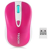 Wireless Mouse, VEGCOO C2 Whisper-Quiet Click Compact Mice (Battery Included) With Adjustable 1600 DPI for Travel and Office (C2 Rose)