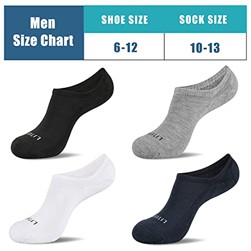 LITERRA 10 Pack Mens No Show Socks Non Slip Low Cut Ankle Socks Cushioned Sole Casual Socks 10