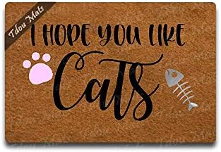 TDOU I Hope You Like Cats Doormat Cats Lover Doormat Creative Designed Door Mat Indoor Outdoor Decorative Doormat Non-Slip Rubber Door Mat 23.6" x 15.7"