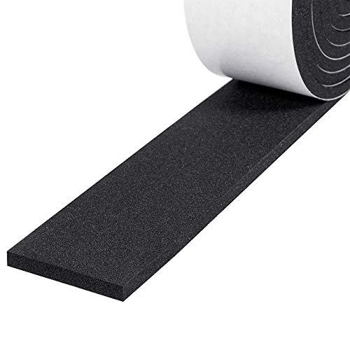 Weather Stripping-2 Rolls, 2 Inch Wide X 1/4 Inch Thick Foam Tape High Density Foam Seal Strip Door Weatherstrip Adhesive Insulation Foam Total 13 Feet Long（6.5ft x 2 Rolls ）