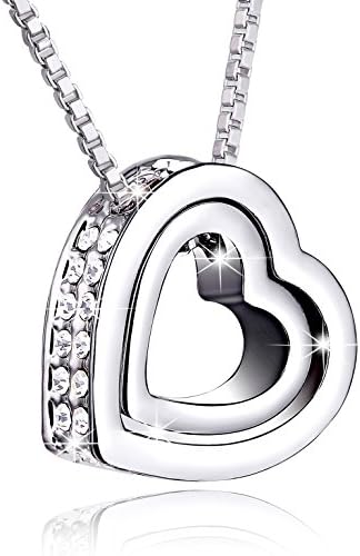 Saint Koronie "Love You Forever" Austria Crystal Heart Pendant Necklace (Sliver Heart)