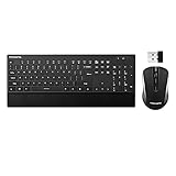 VicTsing Ultra-Thin Wireless Keyboard and Mouse Combo with Palm Rest, 2.4GHz Connectivity, Long Battery Life - Black