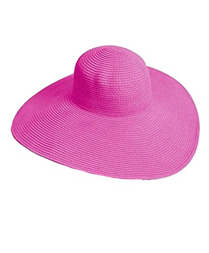 Eforstore Hats Big Beautiful Solid Color Floppy Hat Womens Wide Large Brim Folding Summer Sun Visor Straw Beach Cap