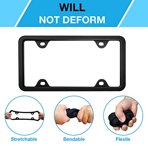 Annwer Silicone License Plate Frame,2-Pack 4 Holes Car Licenses Plate Covers Holders Frames for Plates