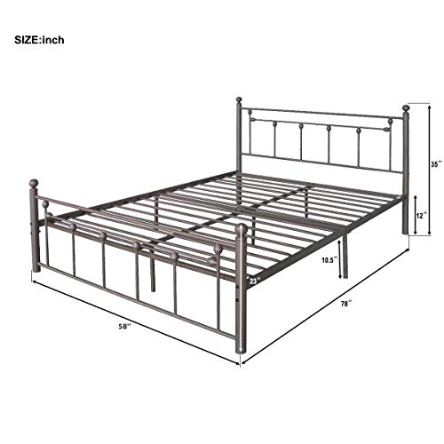 Bed Frame Full Size Metal,JULYFOX Modern Platform Bed with Headboard Footboard Metal Slats Steel Frame 800 lb Heavy Duty No Box Spring Needed 6 Legs 10.5 inch Storage Space Underneath Deluxe Bronze - Thumbnail 2