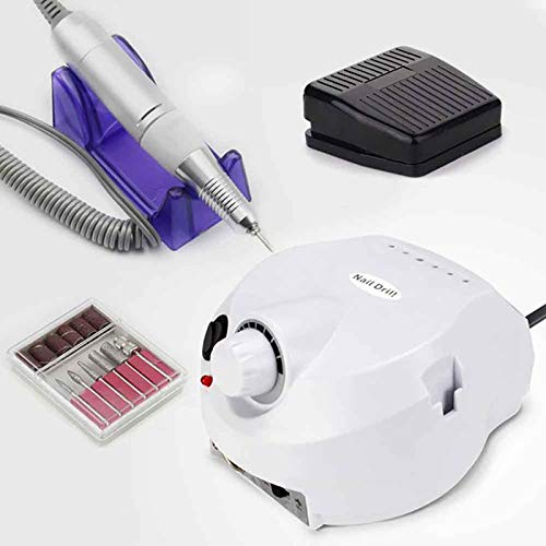 110V/220V Nail Drill Machine 30000RPM Manicure Machine Apparatus for Manicure Pedicure Kit Electric File with Cutter Nail Art Tool,White
