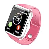Smart Watch - 321OU Fitness Tracker Bluetooth Smart Watch Smartwatch Phone Fitness Tracker SIM SD Card Slot Camera Pedometer iPhone iOS Samsung LG Android Men Women (Pink)