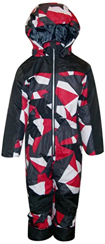 Pulse Little Boys and Toddler 1 Piece Snowsuit Coveralls (Small, Red Maze)