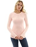 PattyBoutik Women’s Crewneck Raglan Cable Knit Sweater (Peach S)