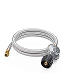 SHINESTAR 6FT Low Pressure Propane Regulator with Stainless Braided Hose for Gas Grill, Smoker, Propane Fire Pit, Heater and More