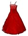 YiZYiF Kids Big Girls Flower Party Wedding Gown Bridesmaid Organza Ruffle Dress Red 10