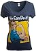 Ann Arbor T-shirt Co. Rosie The Riveter, We Can Do It | Feminist Rosey Rosy V-Neck T-Shirt for Women-(Vneck,M)