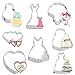 BAKHUK 8pcs Wedding Cookie Cutter Set - 2 Hearts, 2 Wedding Cakes, 2 Wedding Dresses, 1 Diamond Ring, 1 Bouquet, Stainless Steel