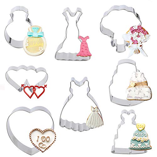 BAKHUK 8pcs 3 Inches Wedding Cookie Cutters Set, Stainless Steel Cutters for Baby Shower Wedding Birthday Decoration - Thumbnail 2