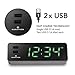 Marathon USB Clock Charger with 2 Front Charging Ports. Hotel Collection with Universal AC Adapter. Emergency Backup Batteries Included. Color–Graphite Grey Case-Light Blue LED Digits. SKU–CL030055GG
