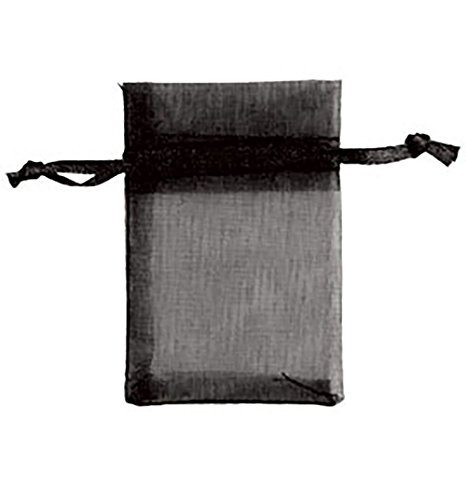 Black Small Organza Drawstring Pouches - Case of 100