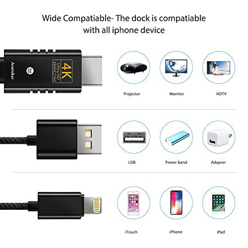 Compatible with iPad iPhone to HDMI Cable Adapter, Besteker 4K 6.0ft HDMI Cord Digital AV HDMI Converter Cable to HDTV,Projector Monitor,Plug and Play