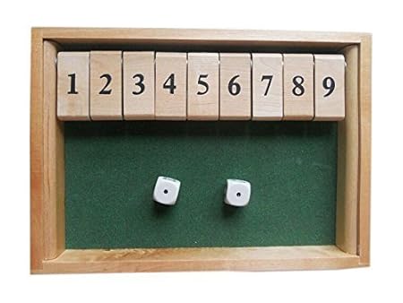 Wood Deluxe 9 Number Shut the Box Dice Board Game Toy for Kids and Adults by zj-toy
