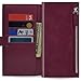 Qoosan Galaxy S10 Plus Zipper Wallet Case, Leather Flip Cover with Card Holder, Wine