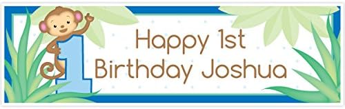 Monkey Boy 1st Birthday 5 Ft. Large Personalized Banner