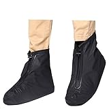 Waterproof Shoe Covers Reusable Shoes Covers Protective Zippered High Elastic Fabric Thicken Sole Slip-resistant
