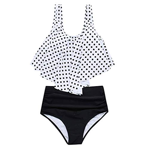 POPNINGKS Women Plus Size Swimsuit Summer High Waisted Girls Sexy Bikinis Backless 2PCS Tankini Swinwear Bathing Suits 2019 (White, S) - Thumbnail 6