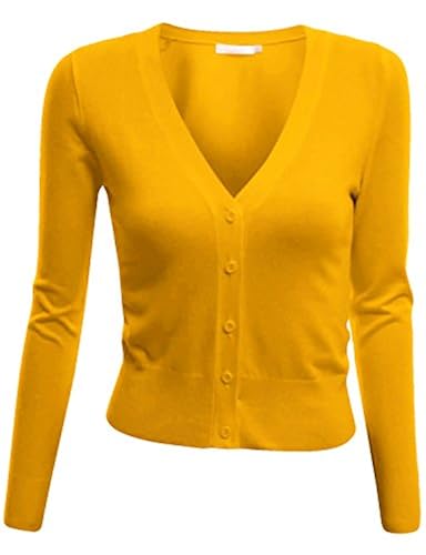 Doublju V-Neck Button Down Fine Knit Crop Cardigan (Plus size