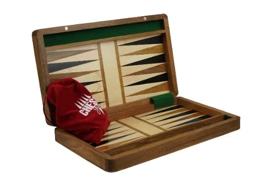 BACKGAMMON SET BOARD INLAID HANDMADE SHEESHAM SOLID WOODEN BOARD GAME WITH BACKGAMMON PIECES AND DOUBLING DICE INCLUDED 10"