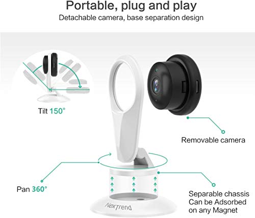 Home Camera, Nextrend HD Wireless IP Security Camera with Motion Detection,Night Vision,Two-Way Audio,Cloud Storage,Home Security IP Camera for Office/Baby/Nanny/Pet Monitor-White, 720P 1 Pack