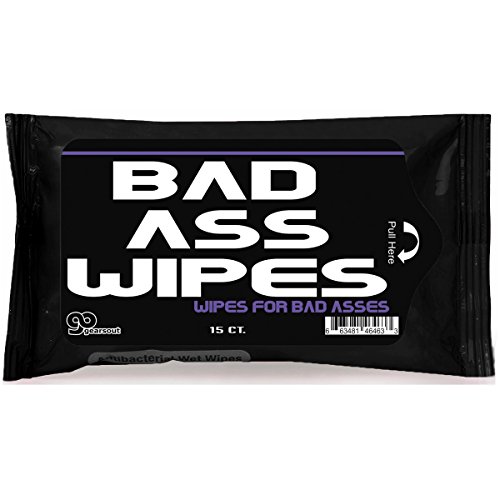 Gears Out Bad Ass Wipes Antibacterial Funny Gags for Guy Weird for Friends Silly Badass Novelty Stocking Stuffers for Adults Teens White Elephant Ideas Unique Fatherâ€™s Day