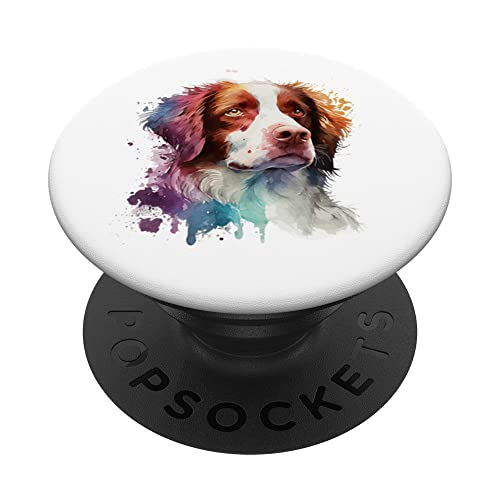 Brittany Spaniel Dog Colorful Pop Art Tie Dye Rainbow PopSockets Swappable PopG…