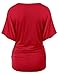 J.TOMSON Women's Batwing Sleeve Surplice Wrap Front Top RED 2XL