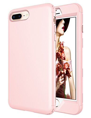 iPhone 8 Plus Case, iPhone 7 Plus Case, MCUK 3 In 1 Hybrid Best Impact Defender Cover Silicone Rubber Skin Hard Combo Bumper with Scratch-Resistant Case For Apple iPhone 8 plus / 7 Plus (Rose Gold)