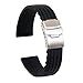 Ullchro Silicone Watch Strap Replacement Rubber Watch Band Waterproof Stripe Pattern - 16mm, 18mm, 20mm, 22mm, 24mm Watch Bracelet with Stainless Steel Deployment Buckle (20mm, Black)