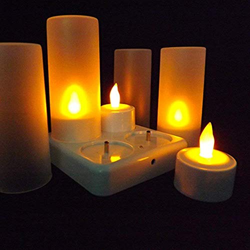 EuroFone kunststof led-kaarsen, oplaadbare waxinelicht, flikkerend, met oplaadstation, set van 4 (geel) - Afbeelding 3