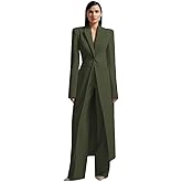 HZUOU Women's Long 2 Piece Suit Jacket+Pants Slim Fit 1 Button High Street Luxury Womens Clothing Pant Set HZH17