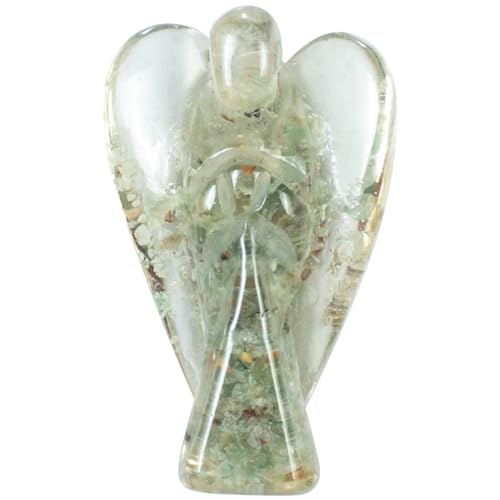 Crocon Green Aventurine Gemstone Healing Crystal Orgone Pocket Angel Feng Shui Figurine Worry Stone Hand Carved Peace Reiki Guardian Good Luck Statue Spiritual Ornaments Prayer Gift 2-2.5 Inch