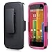 Fosmon STURDY Shock Absorbing Dual Layer Hybrid Holster Cover Kickstand Case for Motorola Moto G (1st Generation Only) / Motorola DVX - Retail Packaging (Pink)