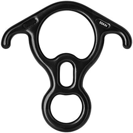 Teroys Terminal 8 Descender, 50KN Aluminum Rescue Figure 8 Descender With Bent-ear, Belaying and Rappelling, Belay &amp; Rappel Equipment Safe For Climbing Rescuing Escaping Descender Belay Device