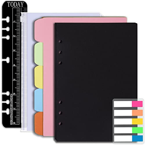 Rancco A5 Planner Inserts 6 Rings Planner Refills Set, 60 Sheet Black