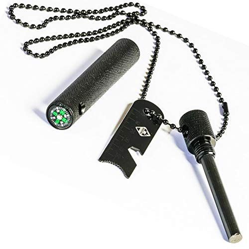 Gypsy’s Cart Fire Starter Kit. Ferro Rod and Striker with Built in Compass. Simply Scrape Super HOT Sparks onto Any Tinder for an Instant Fire in Any Situation.
