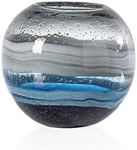 Torre & Tagus Andrea Handmade Swirl Glass Sphere Vase for Residence Decor Dwelling Room Centerpiece & Residence Workplace, Blue