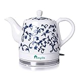 SMYLLS Electric Ceramic Kettle Non-Plastic Kettle, Blue Pattern