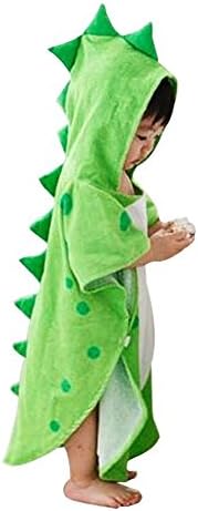 OAMORE Baby Towel Breathable Warm Child Cartoon Bathrobes Polygonal Dinosaur Hooded Towel Bath Towels (Green70x140CM)